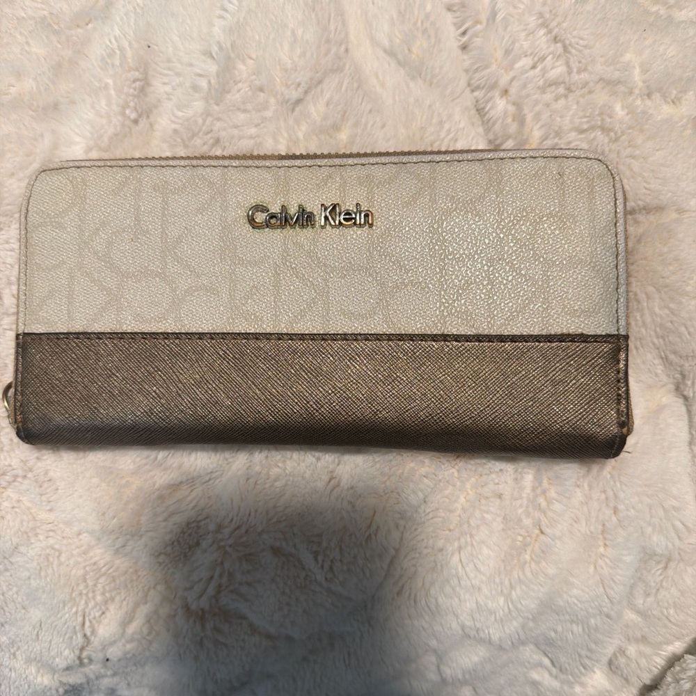 Calvin Klein Cream and Brown Wallet